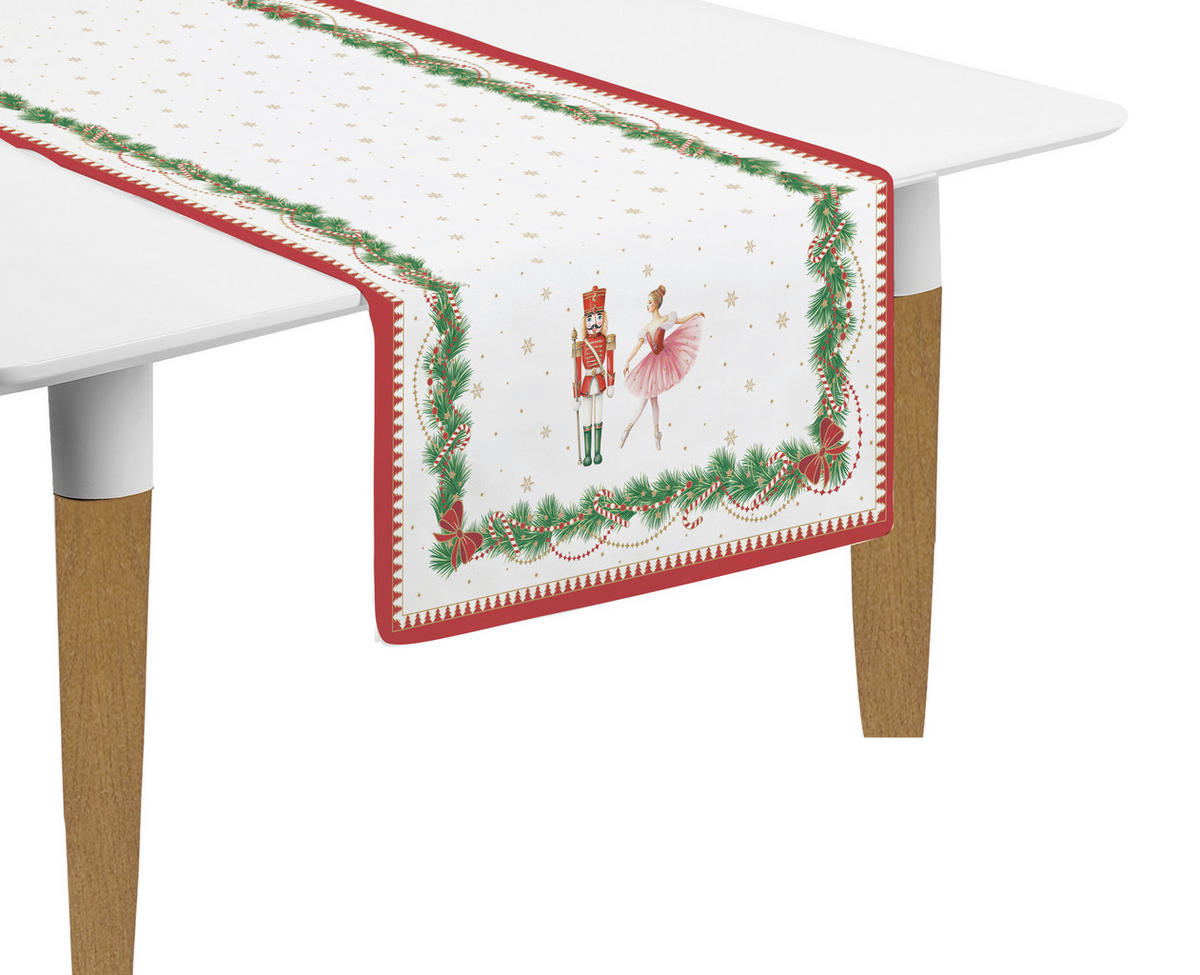 TISCHLÄUFER MAGIE DE NOEL 140/45 cm  - Smaragdgrün/Rot, Basics, Textil (140/45cm) - POZZI AND EASY LIFE