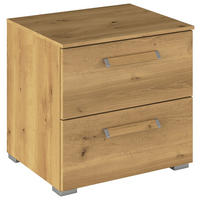 NACHTSCHRANK 50/49/42 cm  - Eichefarben/Silberfarben, Design, Holzwerkstoff/Metall (50/49/42cm) - Novel