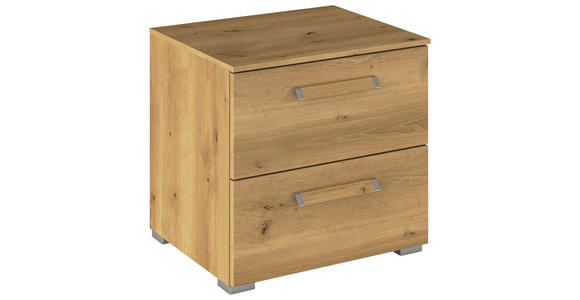 NACHTSCHRANK 50/49/42 cm  - Eichefarben/Silberfarben, Design, Holzwerkstoff/Metall (50/49/42cm) - Novel