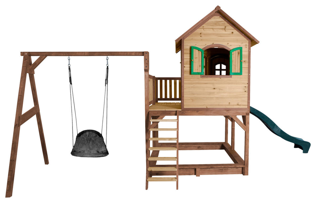 SPIELTURM 613/291/277 cm  - Braun/Weiß, KONVENTIONELL, Holz (613/291/277cm) - Ambia Garden
