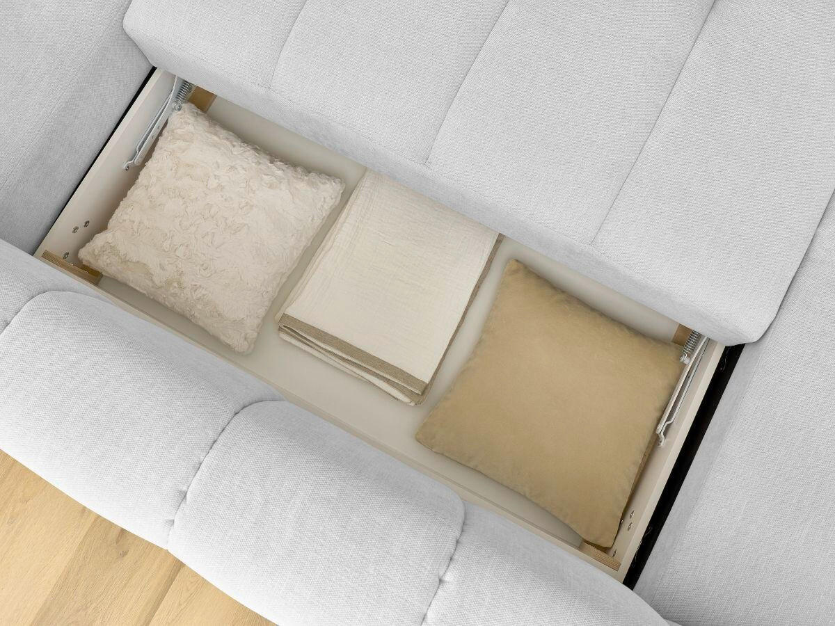 WOHNLANDSCHAFT  FUJI  Hellgrau Leinenoptik  - Hellgrau/Schwarz, MODERN, Kunststoff/Textil (160/377/204cm)