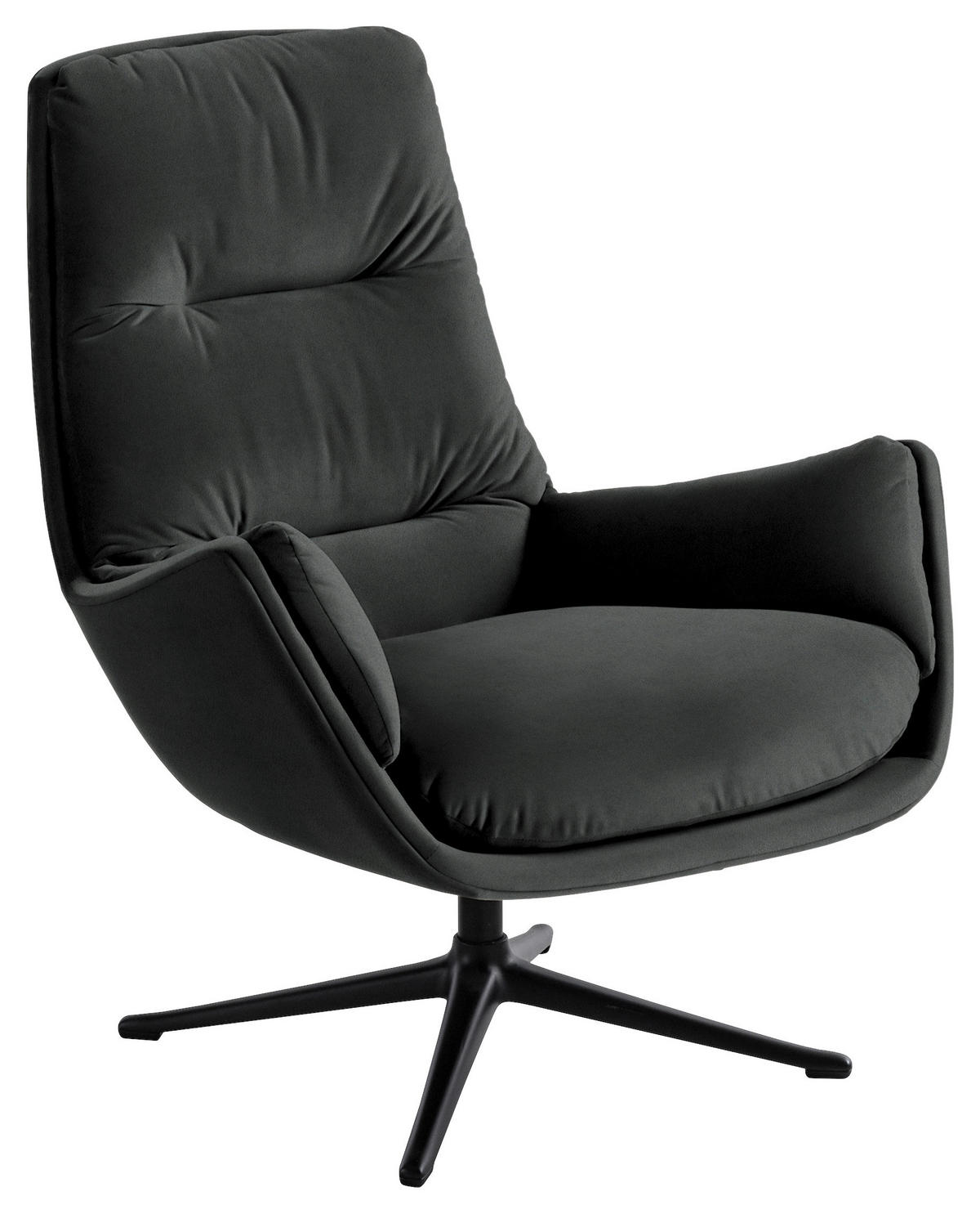SESSEL in Samt Dunkelgrau  - Dunkelgrau/Schwarz, Design, Textil/Metall (83/94/97cm) - home24