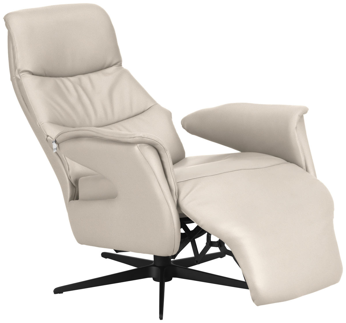RELAXSESSEL in Leder Creme  - Creme/Schwarz, Design, Leder/Metall (74/105/83cm) - Welnova