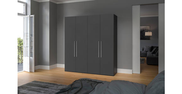 DREHTÜRENSCHRANK in Anthrazit, Schwarz - Edelstahlfarben/Anthrazit, Design, Holzwerkstoff (203/236/59cm) - Carryhome