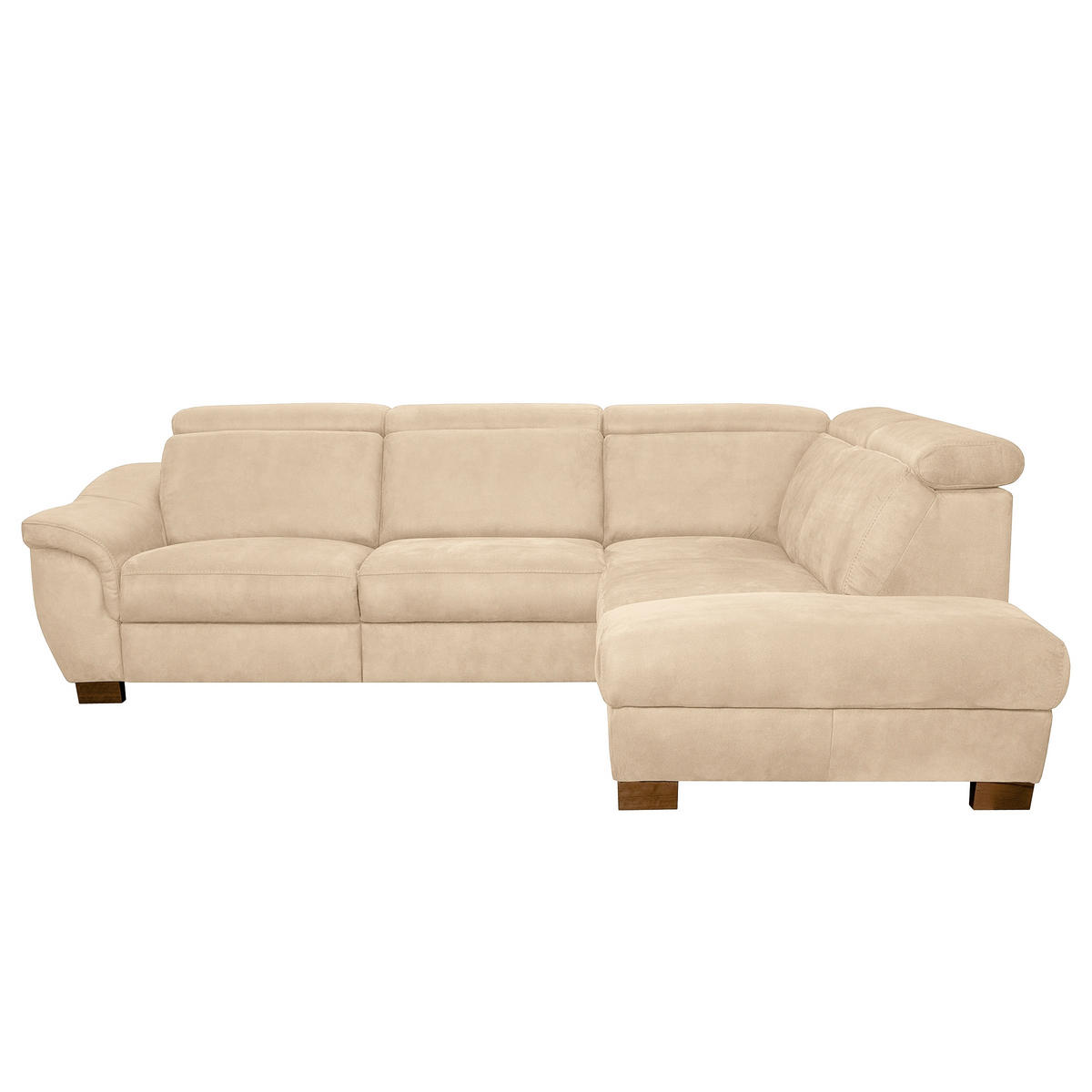 ECKSOFA TREND in Mikrofaser Beige Relaxfunktion, Kopfteilverstellung  276/238 cm  - Wengefarben/Beige, Design, Holz/Textil (276/238cm) - Livetastic
