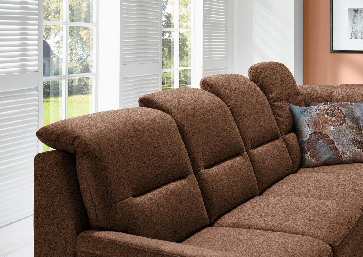 ECKSOFA in Mikrofaser Hellbraun  - Hellbraun/Schwarz, Konventionell, Holz/Textil (303/245cm) - Beldomo Comfort