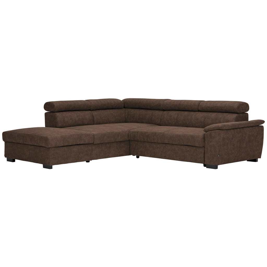Thumbnail - Hom`in Ecksofa, Dunkelbraun, Textil, 4-Sitzer, Ottomane links, L-Form, 263x230 cm, seitenverkehrt erhältlich, Schlafen a...