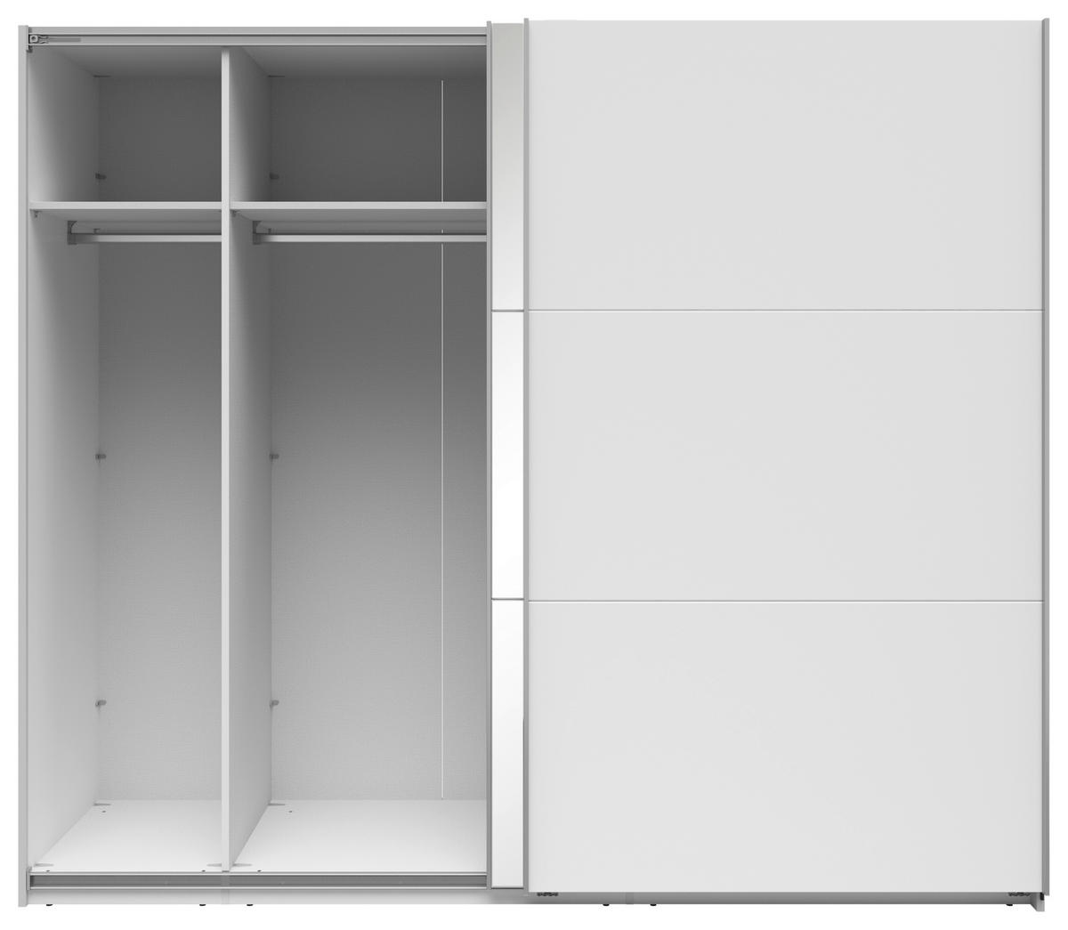 SCHWEBETÜRENSCHRANK 250/216/64 cm 2-türig Weiß  - Silberfarben/Weiß, Basics, Glas/Holzwerkstoff (250/216/64cm) - Boxxx