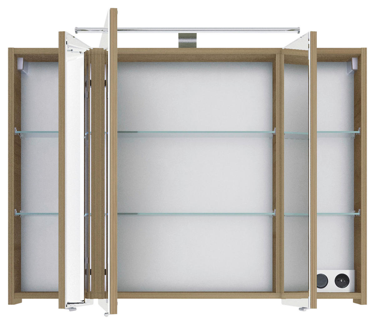 SPIEGELSCHRANK 98/70,3/17 cm  - Chromfarben/Eichefarben, KONVENTIONELL, Glas/Holzwerkstoff (98/70,3/17cm) - Pelipal