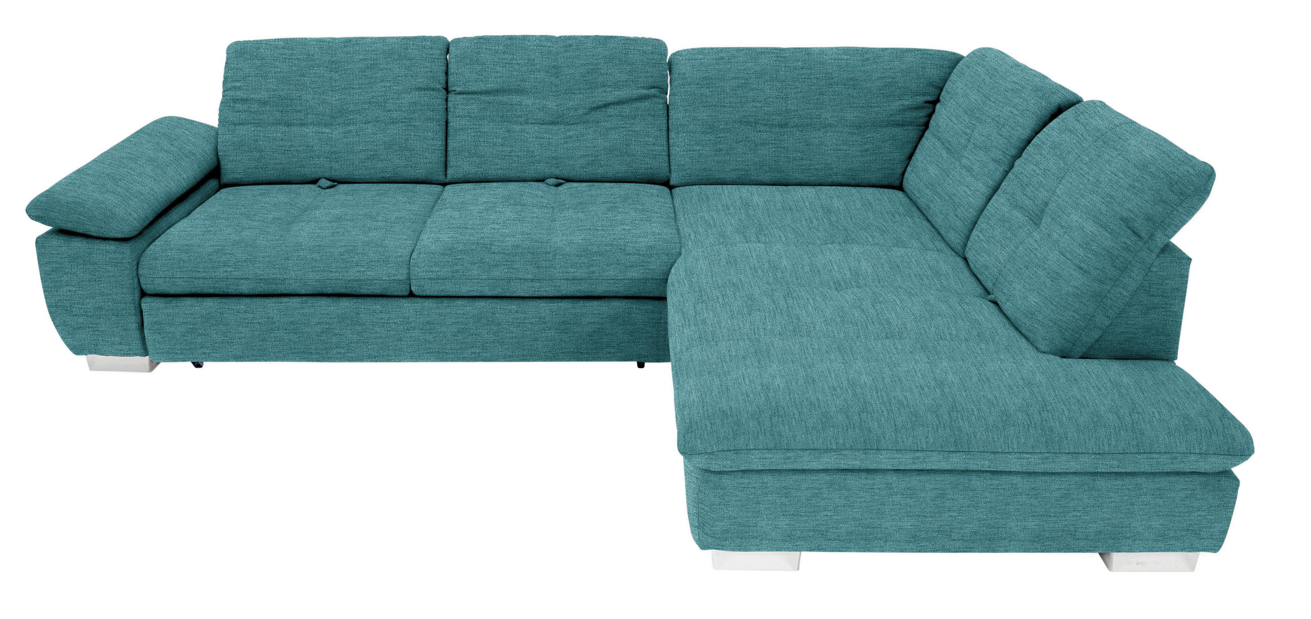 ECKSOFA Türkis, Petrol Chenille  - Türkis/Chromfarben, Design, Textil (313/242cm) - Xora