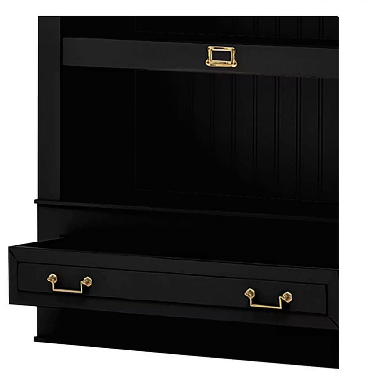 REGAL Pinie massiv Schwarz  - Schwarz/Bronzefarben, LIFESTYLE, Holz/Metall (117/238,5/46,5cm) - Livetastic