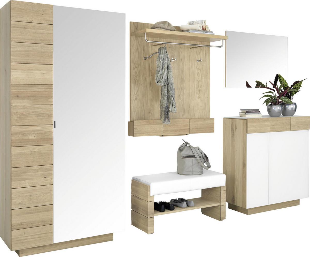 SCHUHSCHRANK Wildeiche massiv Eichefarben, Beige  - Eichefarben/Beige, Design, Glas/Holz (96/106/42,5cm) - Voglauer