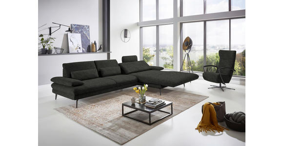 ECKSOFA in Velours Dunkelgrau 310/180 cm - Dunkelgrau/Schwarz, Design, Textil/Metall (310/180cm) - Dieter Knoll