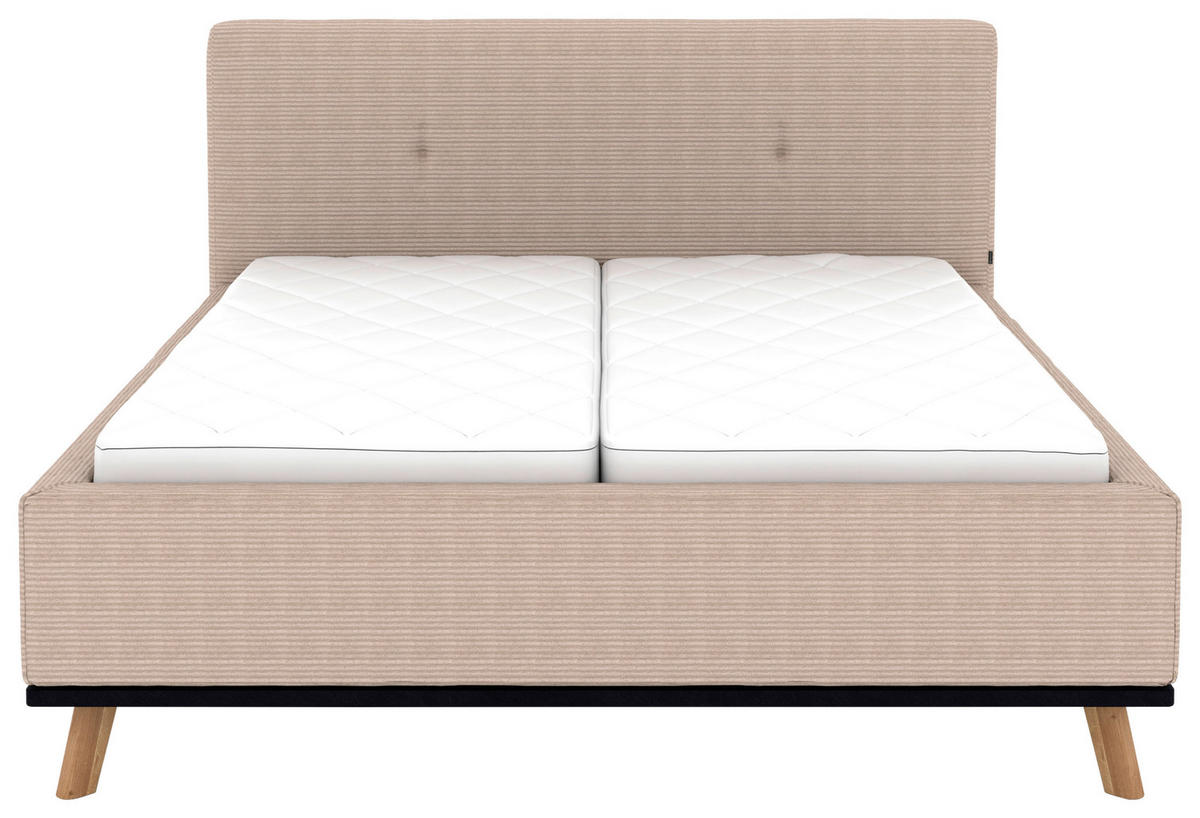 POLSTERBETT Matratze, Lattenrost, Bettkasten 160/200 cm  in Taupe  - Taupe/Eichefarben, Design, Holz/Textil (160/200cm) - Musterring