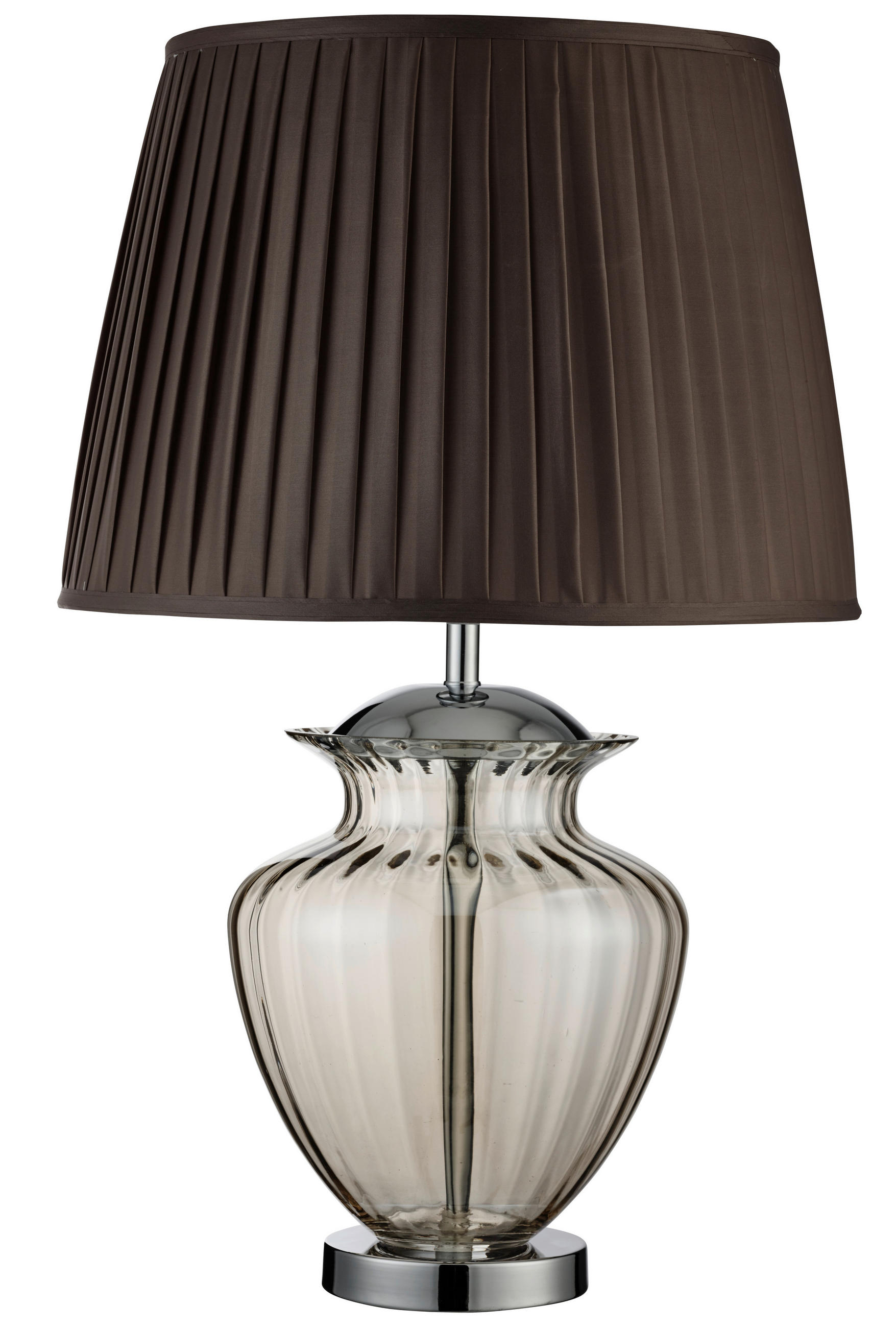 TISCHLEUCHTE Elina 42/69 cm   - Chromfarben/Bernsteinfarben, KONVENTIONELL, Glas/Textil (42/69cm) - Searchlight
