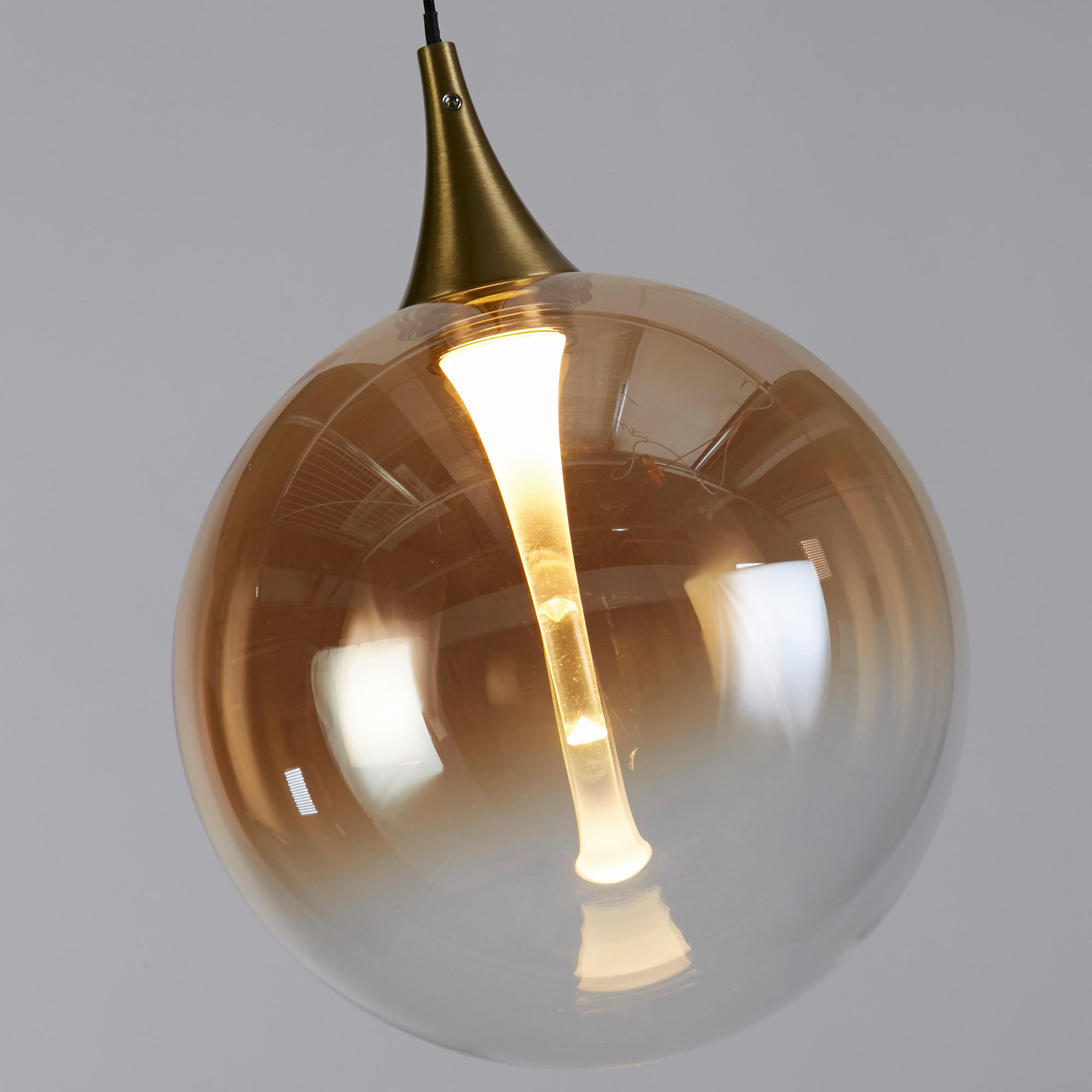 LAMPĂ SUSPENDATĂ CU LED 16/150 cm  - culoare chihlimbar/alămiu, Basics, sticlă/metal (16/150cm)