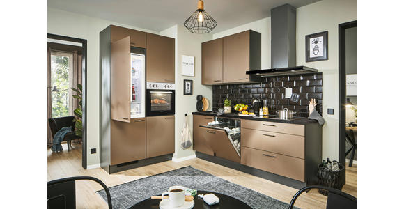 ECKKÜCHE 120/220 cm in Graphitfarben, Schwarz, Bronzefarben - Schwarz/Graphitfarben, Design, Holzwerkstoff/Metall (120/220cm) - Xora
