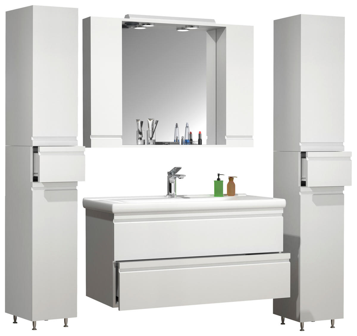 BADEZIMMER 5-teilig  in 160 cm  - Weiss, Modern, Glas/Keramik (160cm) - MID.YOU