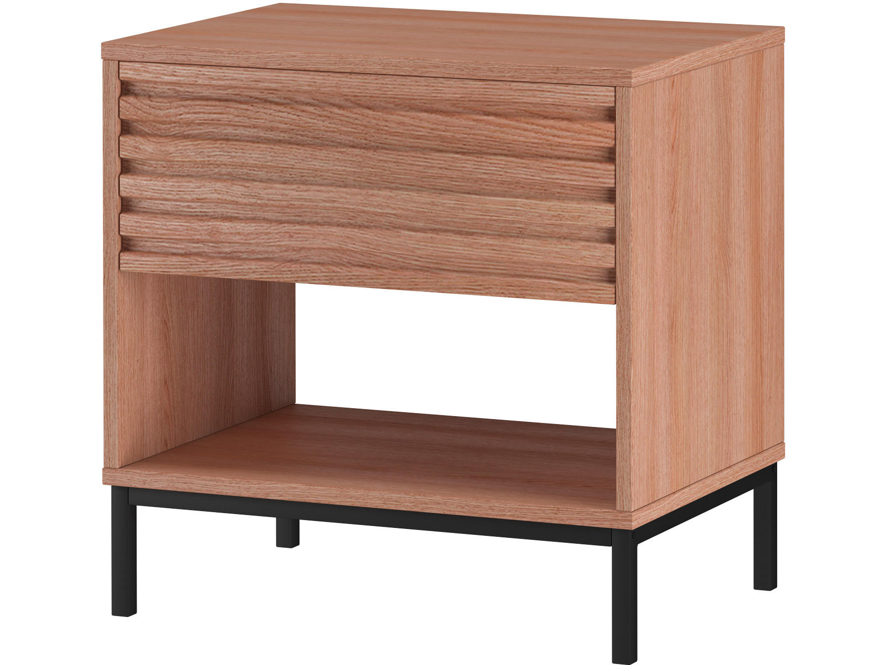 NACHTTISCH 50/50/35 cm  in Naturfarben  - Schwarz/Naturfarben, Design, Holzwerkstoff/Metall (50/50/35cm) - MID.YOU