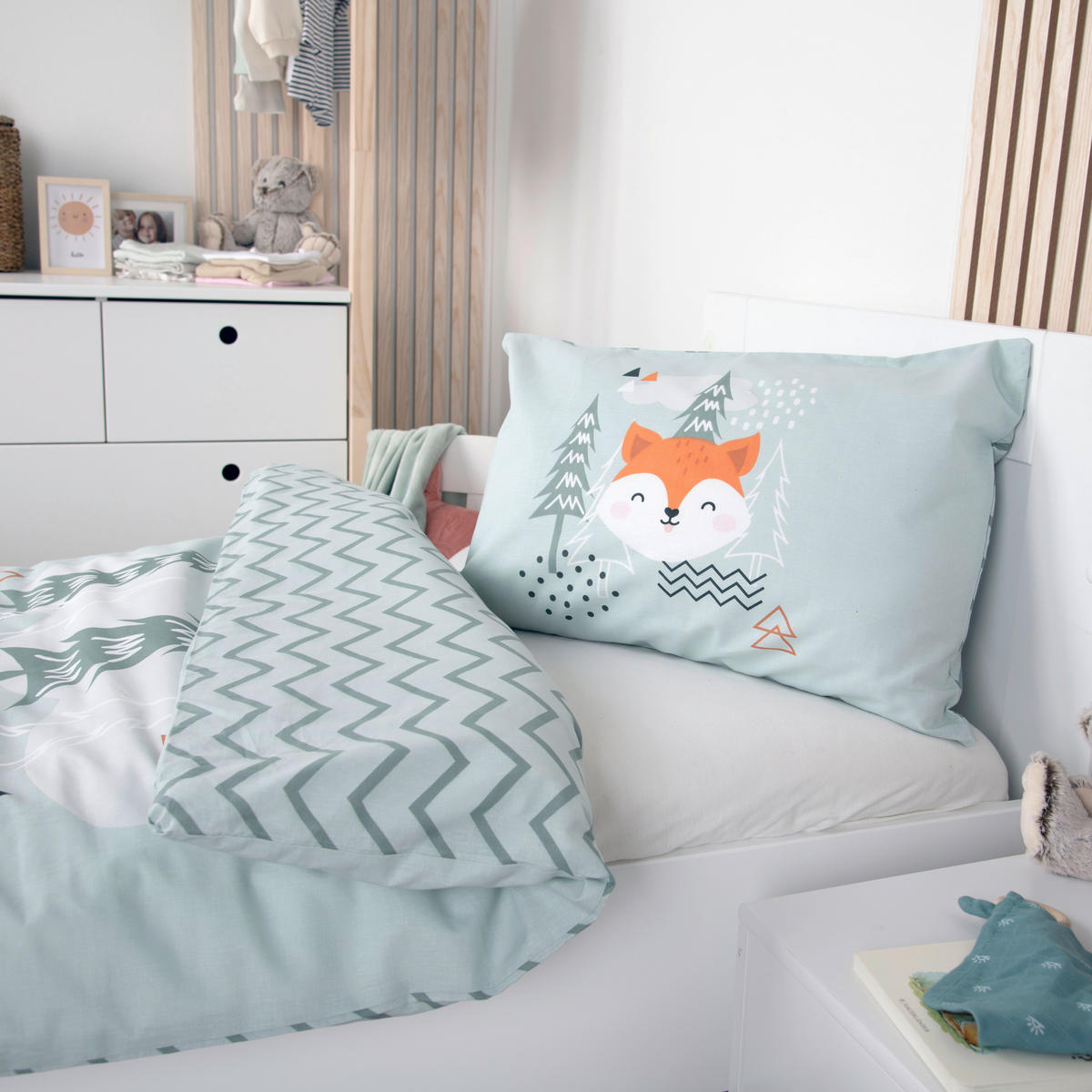 BABYBETTWÄSCHE Nordic Forest Renforcé 100/135 cm  - Mintgrün, Textil (100/135cm) - baby best