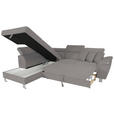 ECKSOFA inkl. Funktionen Dunkelgrau Cord  - Dunkelgrau/Silberfarben, Design, Textil/Metall (226/257cm) - Xora