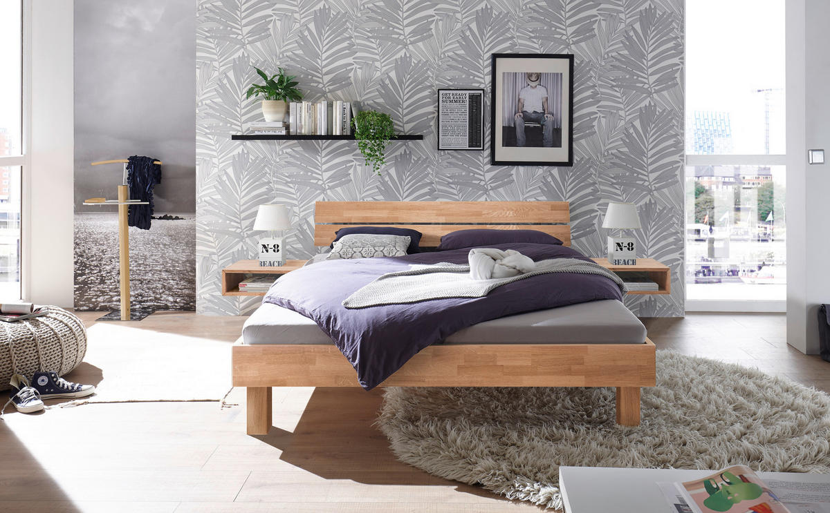 BETT 180/200 cm  in Kernbuche   - Buchefarben/Kernbuche, Natur, Holz (180/200cm) - Hasena