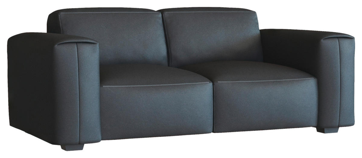 2-SITZER-SOFA Schwarz Echtleder  - Schwarz, Design, Leder/Holz (187/73/102cm) - Livetastic
