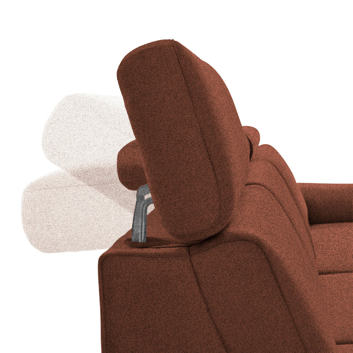 ECKSOFA Rostfarben Flachgewebe Rücken echt, Kopfteilverstellung  - Rostfarben/Schwarz, KONVENTIONELL, Textil/Metall (304/182cm) - Pure Home Comfort
