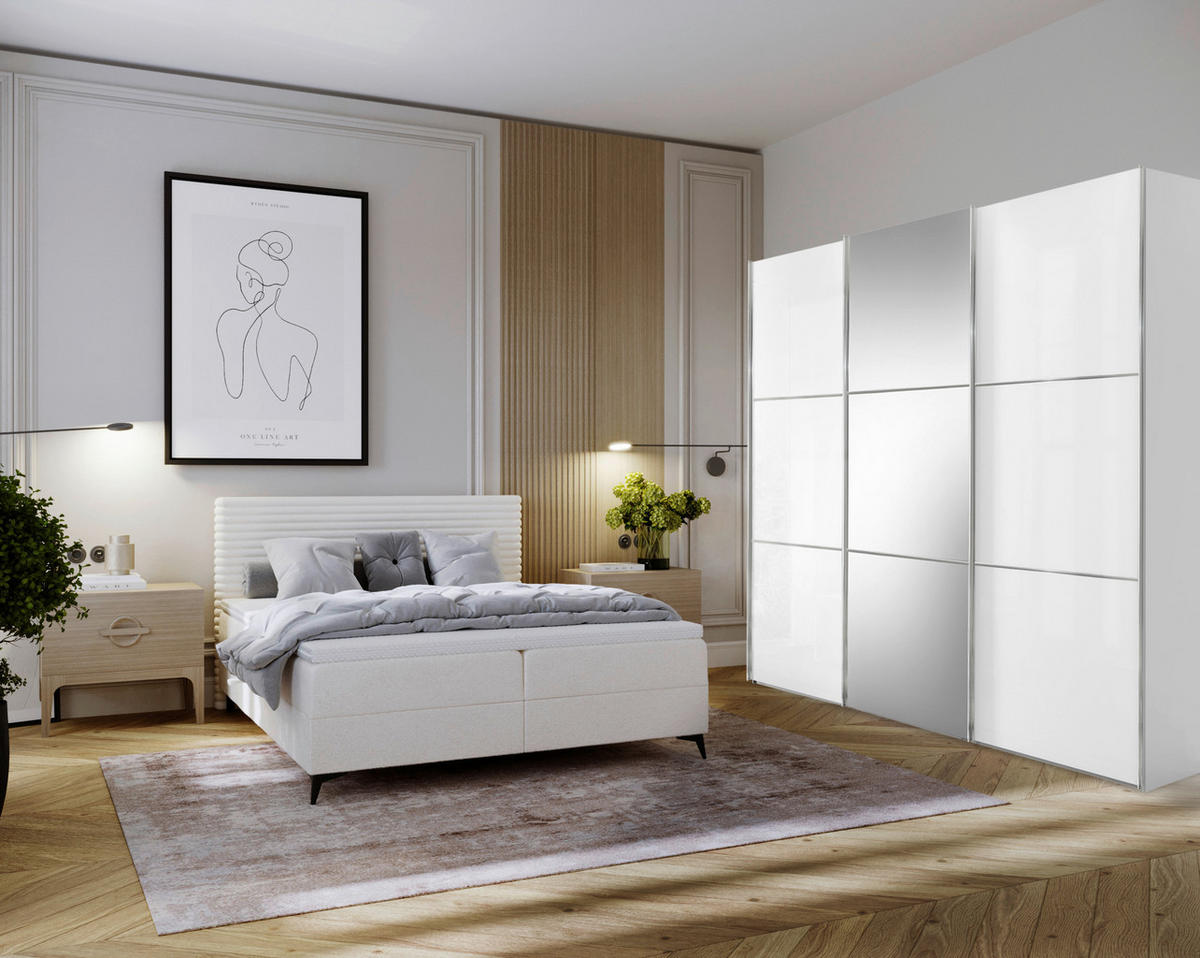 BOXBETT 160/200 cm  in Beige  - Beige/Schwarz, Design, Holz/Holzwerkstoff (160/200cm) - Xora