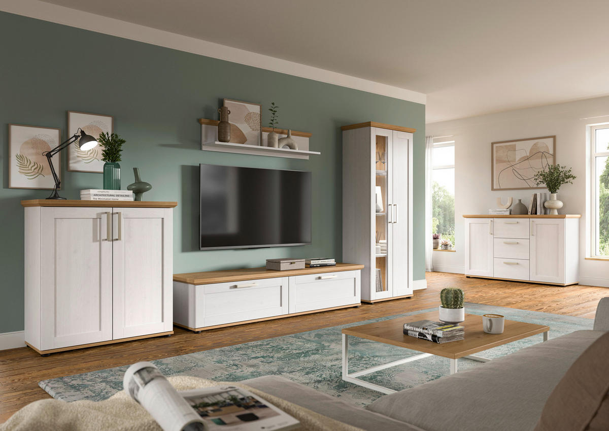 LOWBOARD  in 164/37/40 cm  - Silberfarben/Lärchefarben, Design, Holzwerkstoff/Kunststoff (164/37/40cm) - Livetastic