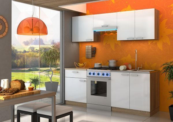 KUHINJSKI BLOK BREZ APARATOV - bela/hrast sonoma, Design, leseni material (200/210/60cm) - Boxxx