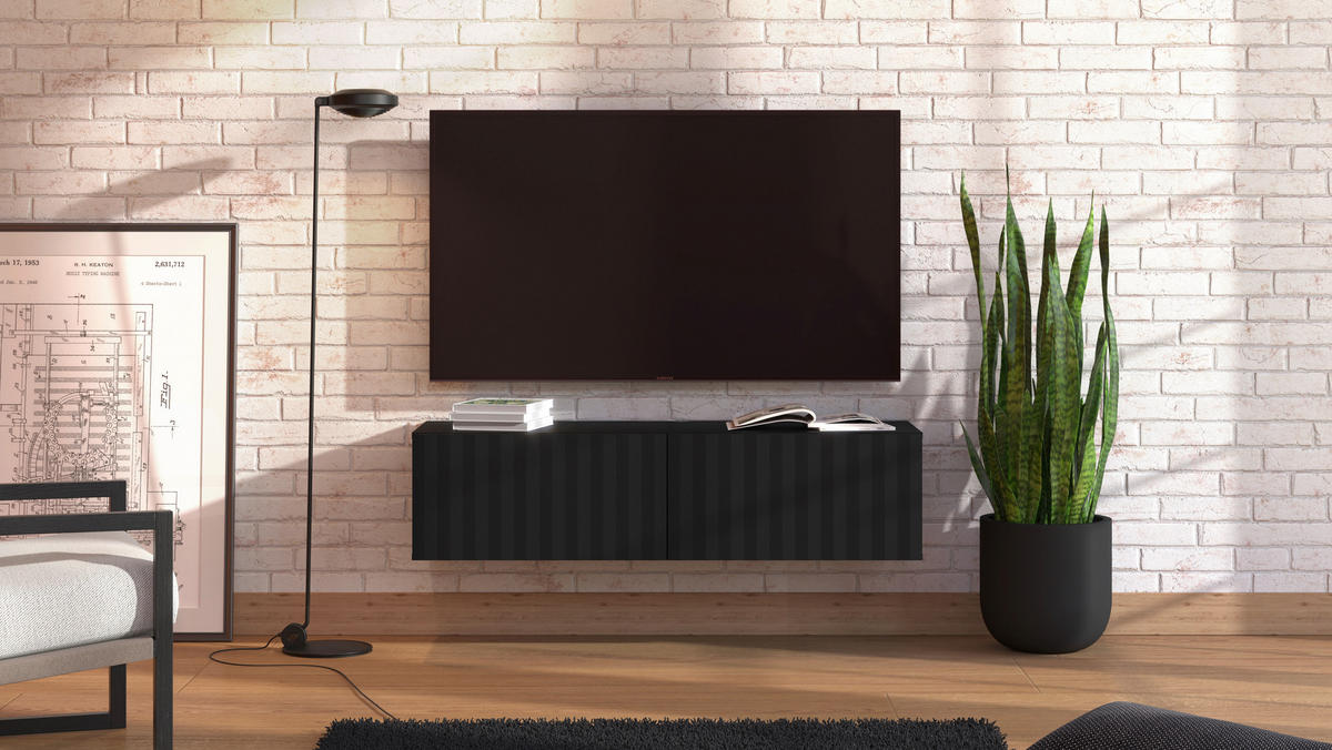 STOJAN NA TV, čierna, 128/32/42 cm - čierna, Basics, kompozitné drevo (128/32/42cm) - Xora