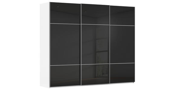 SCHWEBETÜRENSCHRANK  in Schwarz, Weiß  - Alufarben/Schwarz, KONVENTIONELL, Glas/Holzwerkstoff (242/223/68cm) - Novel