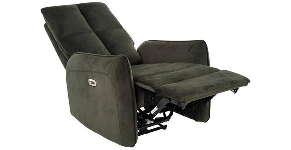 RELAXSESSEL Samt Relaxfunktion, Rücken echt    - Schwarz/Grün, Design, Textil/Metall (76/109/87cm) - Carryhome