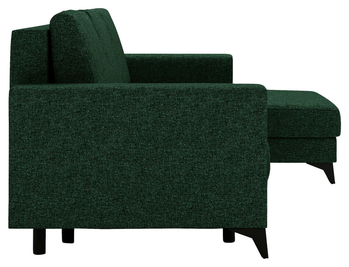 ECKSOFA in Flachgewebe Grün  - Schwarz/Grün, Design, Textil/Metall (244/156cm) - Livetastic