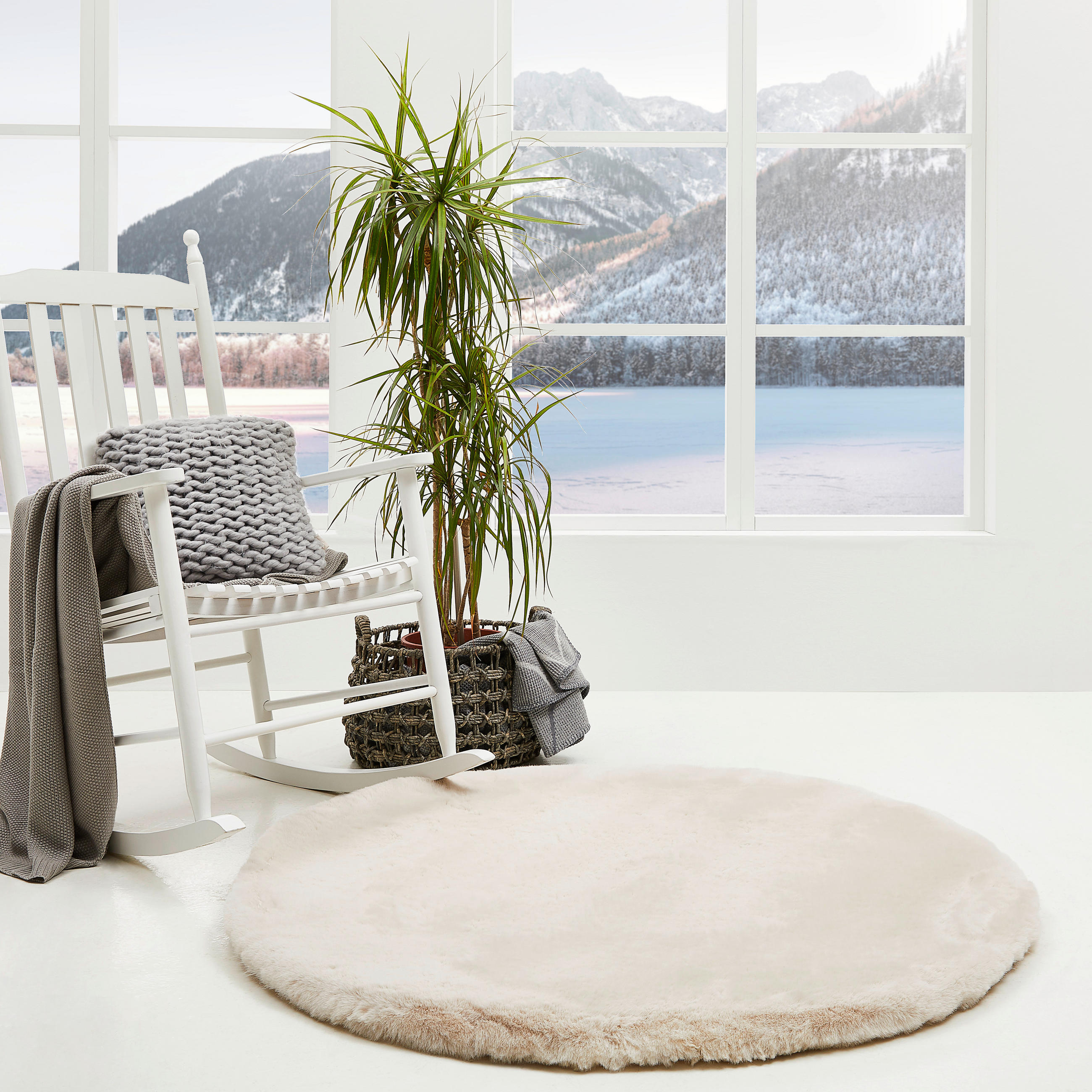 HOCHFLORTEPPICH 120 cm Weiß  - Weiß, Design, Textil (120cm) - Novel