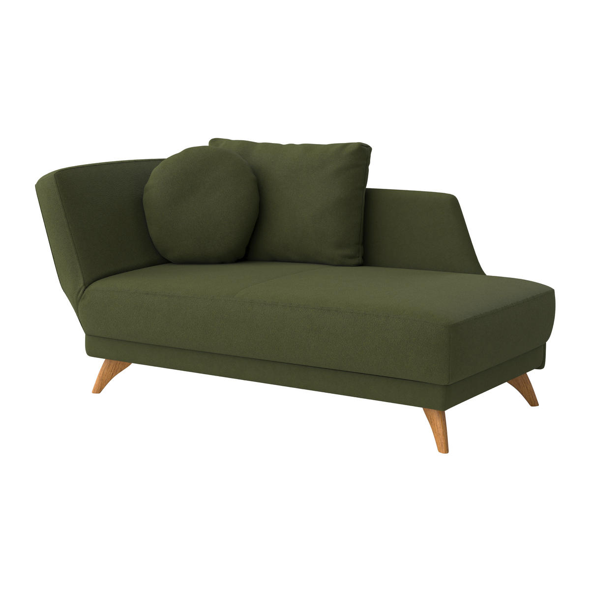 RÉCAMIERE in Flachgewebe Dunkelgrün  - Dunkelgrün/Eichefarben, Modern, Holz/Textil (205/74/94cm) - Bali