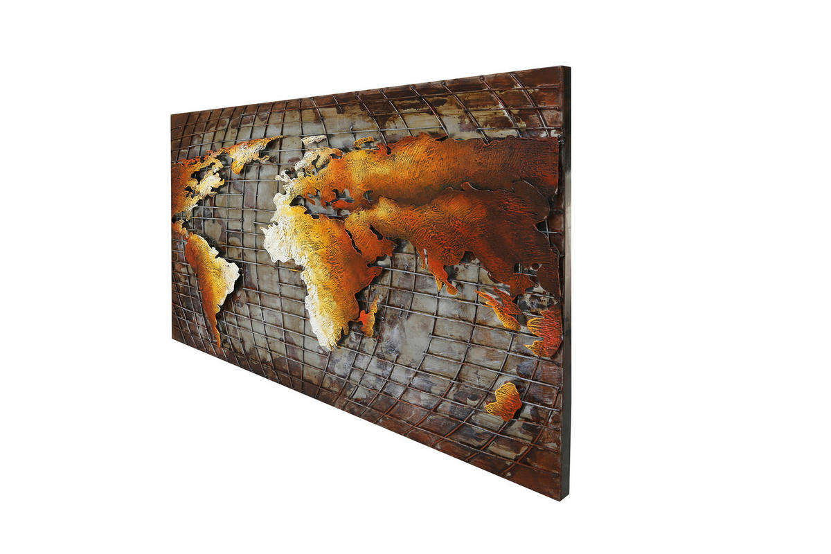 METALLBILD Weltkarte 120/70 cm  - Multicolor, Trend, Metall (120/70cm) - Monee