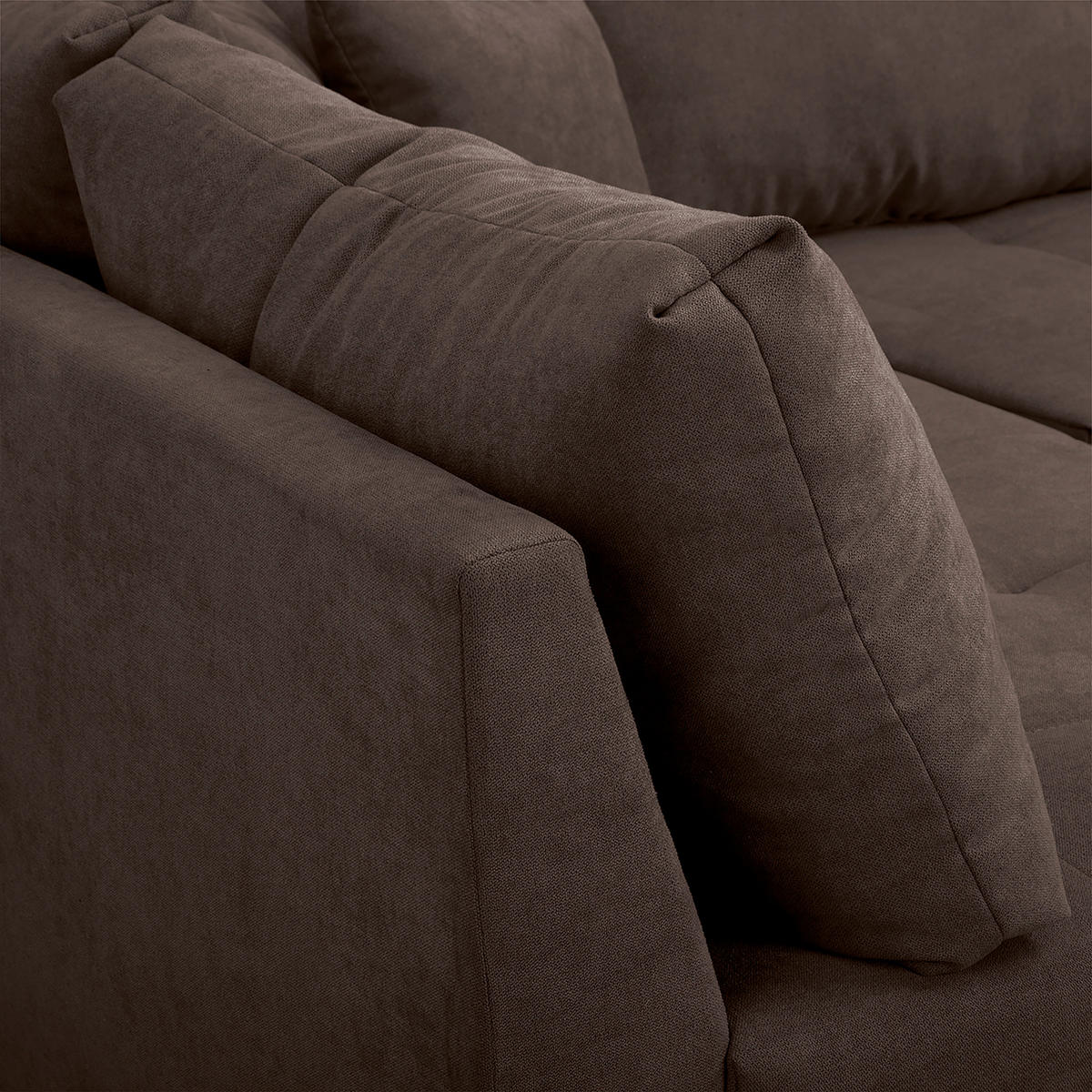 ECKSOFA inkl. Hocker Ariella in Mikrofaser Graubraun  161/231 cm  - Graubraun/Naturfarben, Design, Holz/Textil (161/231cm) - Livetastic