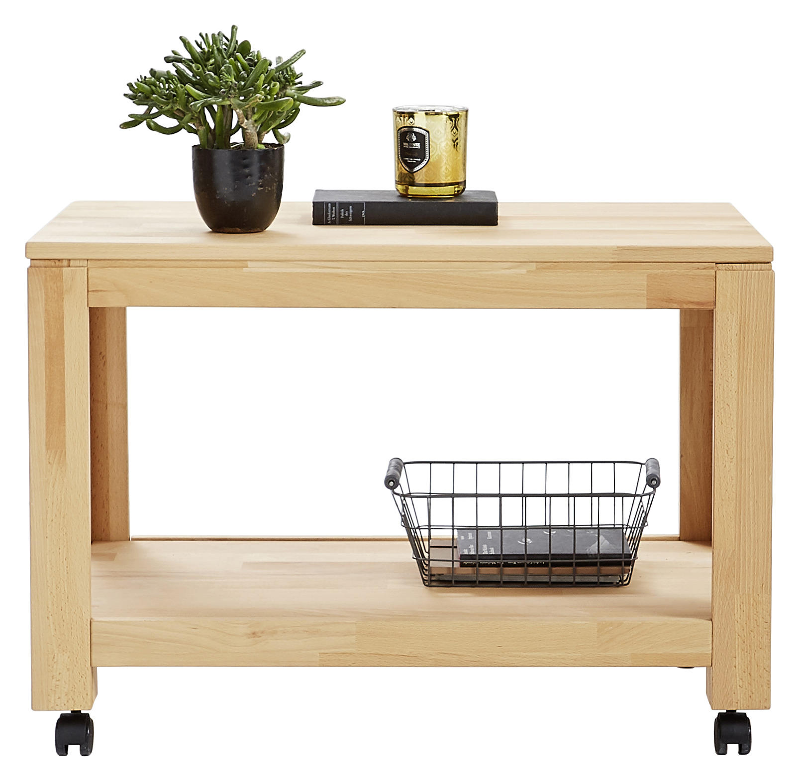 BEISTELLTISCH Kernbuche massiv rechteckig Buchefarben - Buchefarben, KONVENTIONELL, Holz/Kunststoff (80/45,5/55,5cm) - Linea Natura