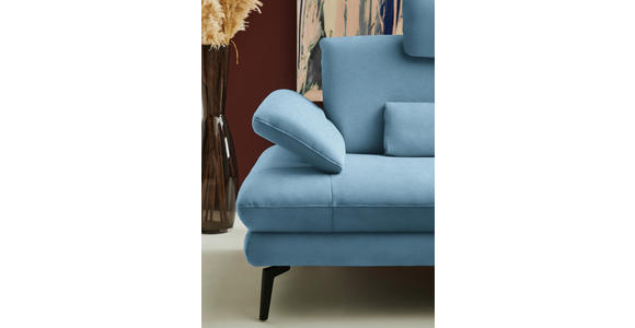 ECKSOFA  in Chenille, Flachgewebe Blau  284/180 cm  - Blau/Schwarz, Design, Textil/Metall (284/180cm) - Dieter Knoll