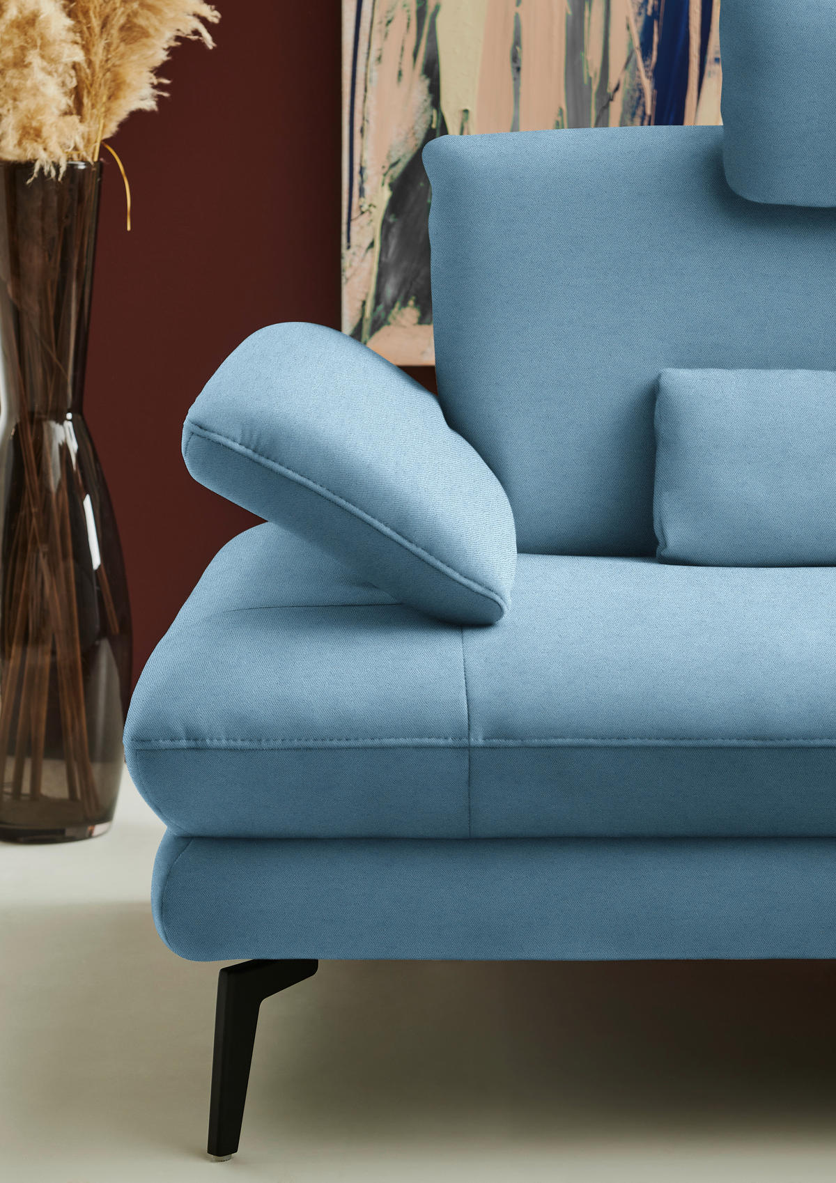 ECKSOFA  in Chenille, Flachgewebe Blau  284/180 cm  - Blau/Schwarz, Design, Textil/Metall (284/180cm) - Dieter Knoll
