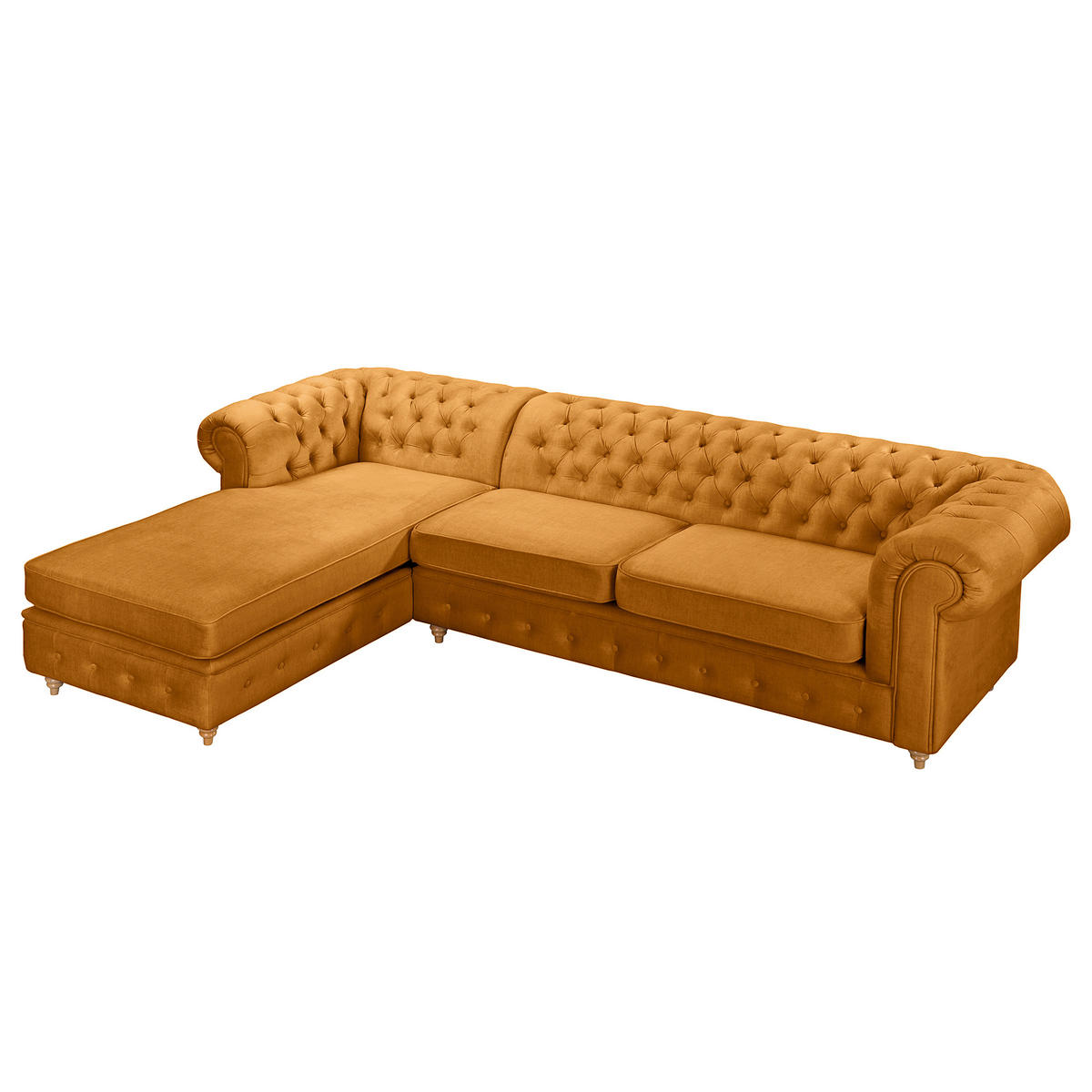 ECKSOFA Laura Bernsteinfarben Mikrofaser  - Bernsteinfarben/Braun, Design, Holz/Textil (182/284cm) - P & B