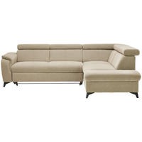 Ecksofa inkl. Funktionen in Chenille Naturfarben  - Schwarz/Naturfarben, Design, Textil/Metall (260/203cm) - Stylife