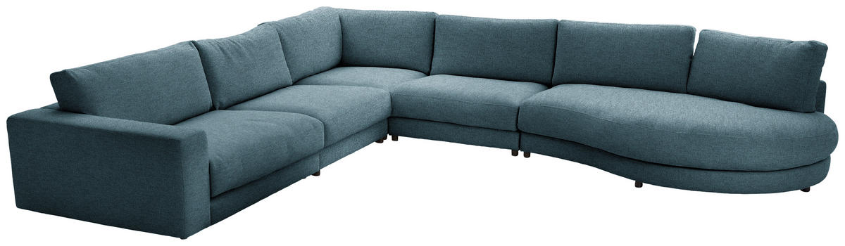 ECKSOFA in Flachgewebe Petrol  - Petrol/Schwarz, Design, Kunststoff/Textil (365/425cm) - Lomoco