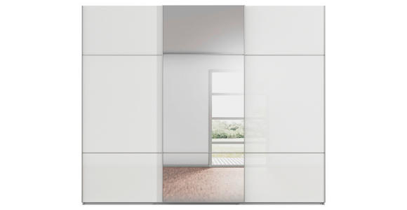SCHWEBETÜRENSCHRANK in Grau, Weiß - Alufarben/Weiß, KONVENTIONELL, Glas/Holzwerkstoff (301/223/68cm) - Novel