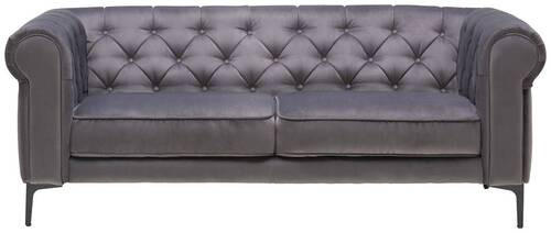 CHESTERFIELD-SOFA in Samt Anthrazit  - Anthrazit/Schwarz, Trend, Textil/Metall (195/75/90cm) - Carryhome