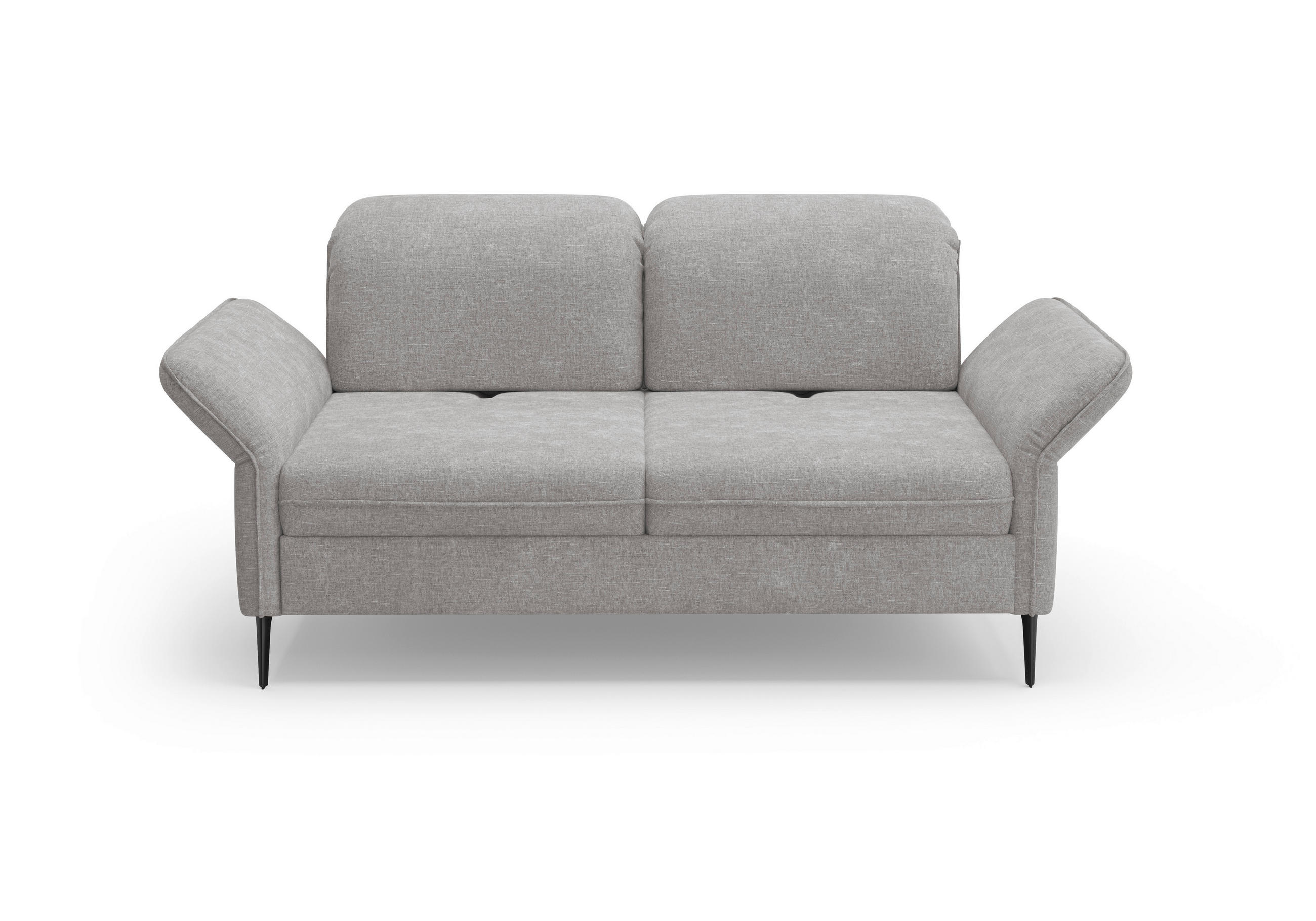 2,5-SITZER Flachgewebe Hellgrau  - Hellgrau/Schwarz, KONVENTIONELL, Textil/Metall (189/92/123cm) - Sit & More