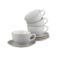 CAPPUCCINOTASSE MIT UNTERTASSE Vintage Nature    - Hellgrau/Weiß, Basics, Keramik - Creatable