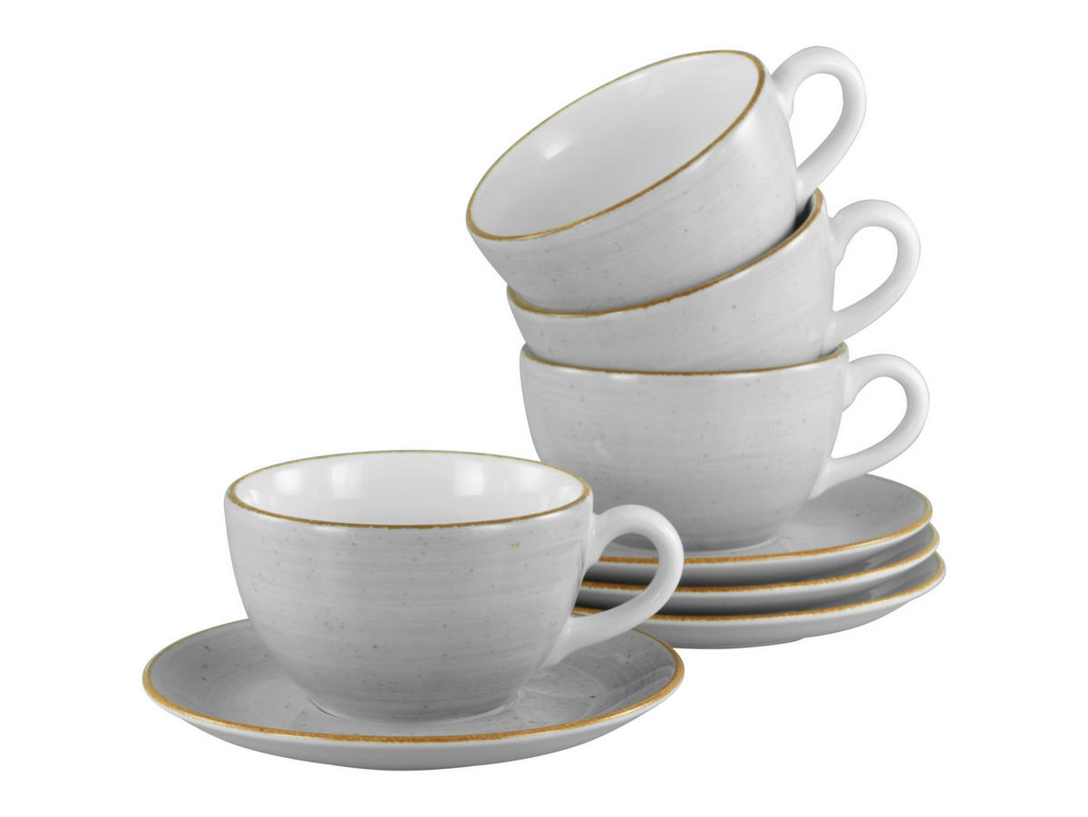 CAPPUCCINOTASSE MIT UNTERTASSE Vintage Nature    - Hellgrau/Weiß, Basics, Keramik - Creatable